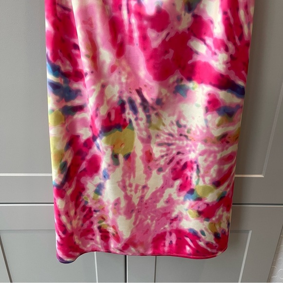 Flynne Skye Lynne Multicolor Colorful Kaleidescope Cowl Neck Mini Slip Dress M - Picture 2 of 6